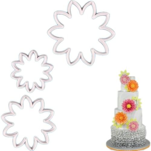 3Pcs/Lot Dahlia Shape Cake Cutter Sugarcraft Cookie Mold Fondant Reusable Cake Decorating Tools For Biscuit Cupcake Pastry Mould