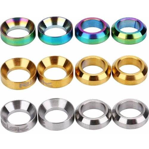4pc Mountain BMX Bike Bicycle Titanium M6 Concave And Convex Washer Spacer for Disc Brake Caliper Group Mounting Bolts