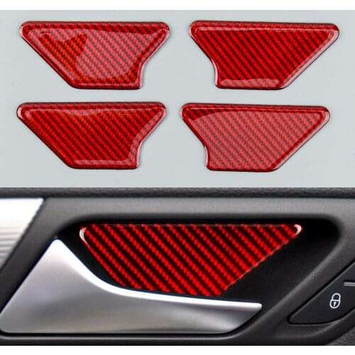 4pcs/Set Carbon Fiber Red Door Handle Bowl Cover Trim Fit for VW Golf 6 GTI MK6 2008 2009 2010 2011 2012