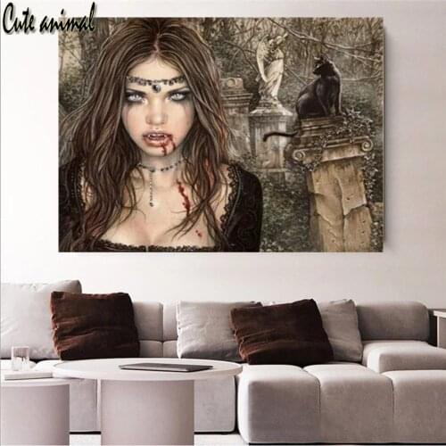5D Diamond Painting Full Drill Square Round DIY Diamond Embroidery The Vampire Woman Diamond Mosaic Cross Stitch Home Decoration