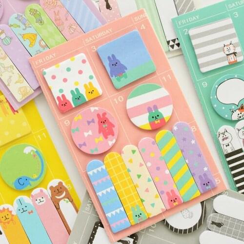 6pcs Kawaii Animal Schedule Marker Cute Cat Sticky Notes Agenda Planner Sticker Memo Stationery Office School Supplies H6139
