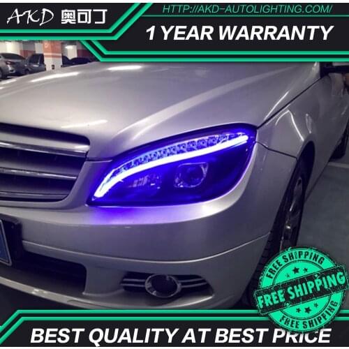 AKD Car Styling Head Lamp for Benz W204 Headlights 2007-2010 C300 C260 C200 LED Headlight LED DRL Hid Bi Xenon Auto Accessories