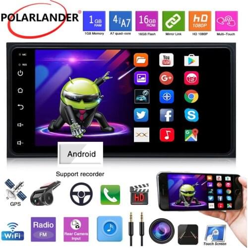 2 Din 7 inch MP5 Car Radio ultra-thin 2.5D touch screen GPS/BT/USB Bluetooth 4.0 Android 9.1 1G+16G Mobile phone interconnection