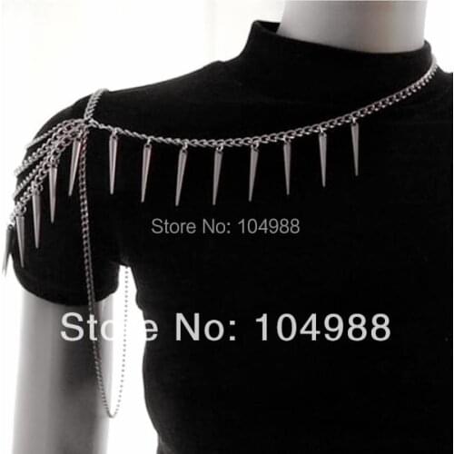 FREE SHIPPING B96 Fashion Silver Plated Chains Small Rivets Chains Single Shoulder Chains Jewelry Body Chains Jewelry