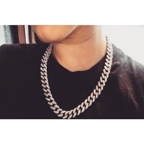 Miami Claw Cuban Chain Link Gold And Silver Color Necklace All Ice Out Rhinestone Bracelet Set For Mens Hip Hop Chain Jewelry