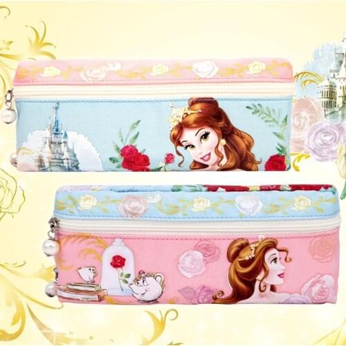 Disney cute princess hand bag student pencil bag cartoon canvas creative stationery bag girl school supplies gift