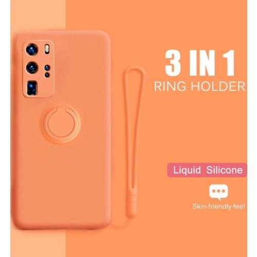 Liquid Silicone Magnetic Ring Case For Huawei P40 Lite Nova 5 5i Pro 5T 6 4G 5G 7i 8 SE Honor 20 20S 30 30s Mate 40 Strap Cover