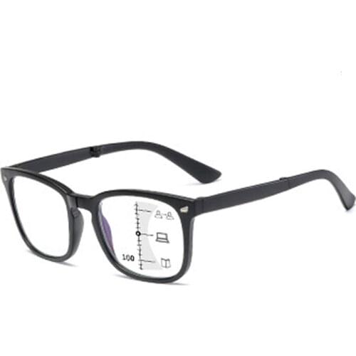 Elbru Fold Gradual Multifocal Anti-blue Light Reading Glasses Portable Near Far Double Light Comfortable Presbyopic Glasses