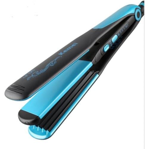 Electric 2 In 1 Flat Hair Straightener Iron Straighter Wand Ceramic Styler Corn Clamp Curler Salon Hairstyling Curling Styler