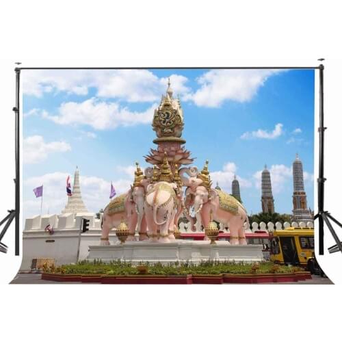 7x5ft Bangkok Sculpture Backdrop A Circle of Elephants Photography Background Studio Props