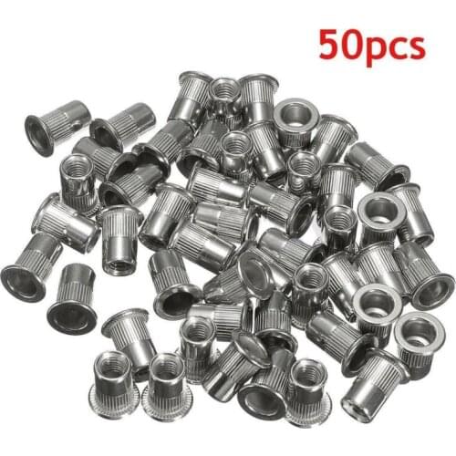 50pcs 50PCS M6 304 stainless steel flat head threaded rivet insert nut nut cap rivet nut