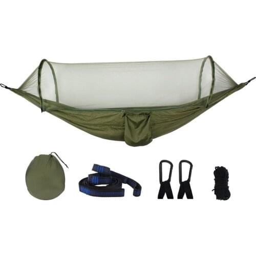 Easy to Set up Double Person Travel Outdoor Portable Mosquito Net Nylon Parachute Camping Hammock with Bug Net