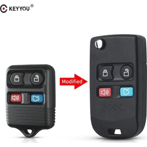 KEYYOU 4 Button Modified Folding Flip Remote Car Key Shell For Ford Crown Victoria Escape Expedition Explorer Explorer Sport