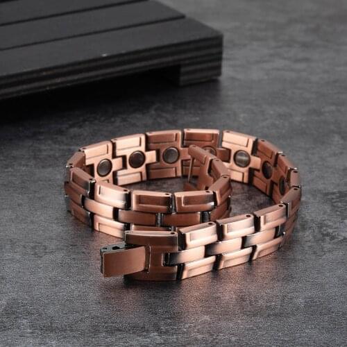 Magnetic Bracelet Pure Copper Wrist Band Magnetic Bracelet Male Chain Therapy Arthritis Healing Energy Copper Bracelets for Men