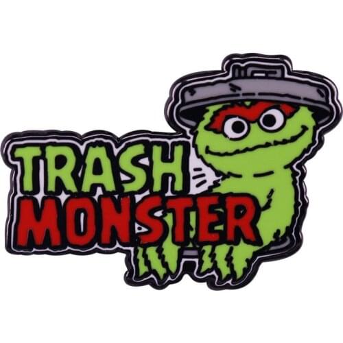 Cartoon Sesame Street Brooch and Enamel Pin Trash Monster Animal Lapel Pin
