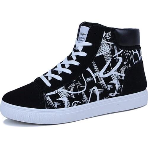 High Top Shoes for Men Casual Sneakers Lace Up Men Vulcanized Shoes Ankle Platform Shoes 2021 Autumn NEW Mens Vulcanized Shoes