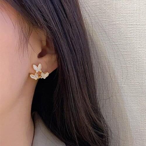 2021 New Ladies Elegant Butterfly Earrings For Women Trendy Party White Zircon Unusual Earrings Gilrs' Fashion Jewelry kolczyki