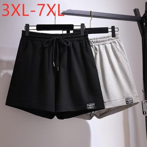 New 2021 Ladies Summer Plus Size Shorts For Women Large Loose Cotton Black Gray Wide Leg Pocket Belt Shorts 3XL 4XL 5XL 6XL 7XL