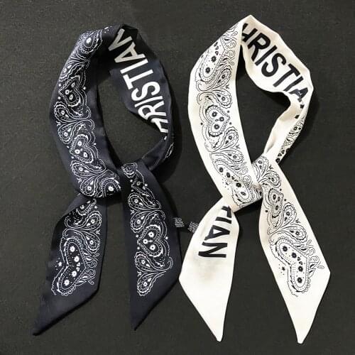 New black and white love cashew womens small scarf binding bag handle Ribbon Hair Band wholesale
