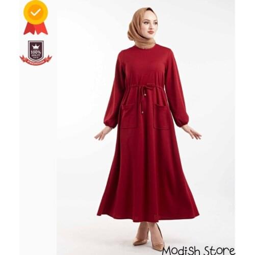 |2021 New Season| Pocket Tunnel With Belt Quality Robe Turkish Veiled Clothes Long Dress For Women Moroccan Caftan Ramadan