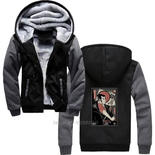 Samurai Original Dj Funny Black Hoodie Casual Funny Mens Winter Keep Warm Thicken Hoodies Sweatshirt Streetwear Harajuku