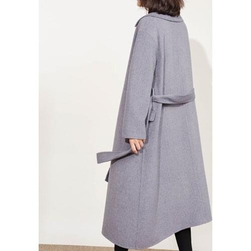 Autumn Winter Elegant Wool Coat New Arrival Long Sleeve Lady Gray Trench Coat Work Wear abrigos de mujer LX1911