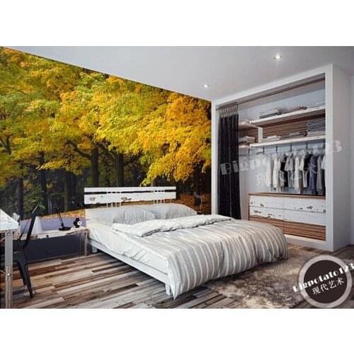 Custom 3D murals,beautiful romantic autumn gold leaves fall all over the floor, living room sofa TV bedroom background wallpaper