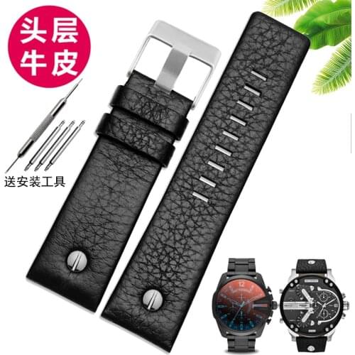 Genuine Leather Watch Strap for Diesel Leather Watch Band Large Dial Dz7333 Dz7348 Dz4318 Mens and Womens Accessories