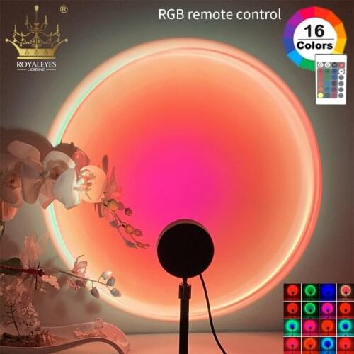 RGB Sunset Projection Lamp LED Night Light USB Remote Control Lamp For Home Bedroom Wall Decor Rainbow Ambient Light Decoration