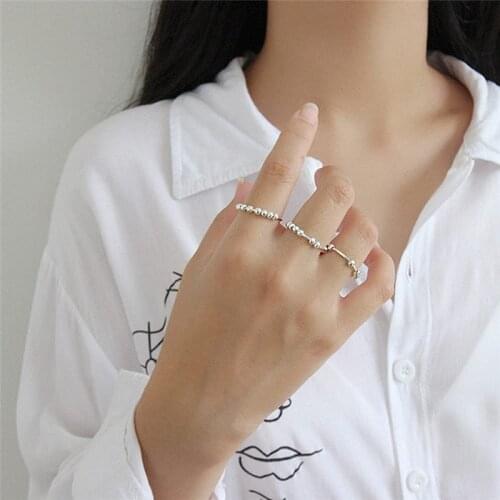 Luxury Fashion Multicolor Beaded Stress Relief Ring Accessories Free Rotation Beads Decompression Jewelry Party Gifts