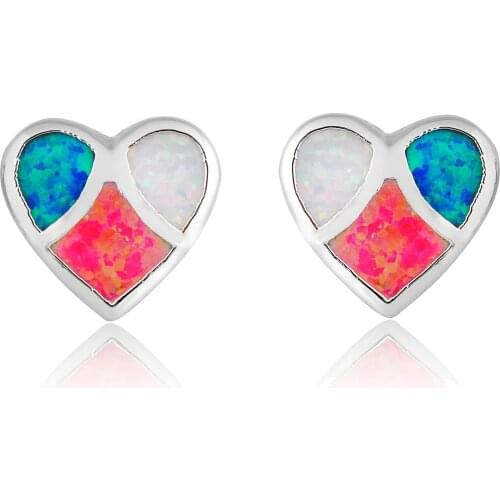 UFOORO heart White Blue Fire Opal Earrings for Women fashion Jewelry Cute Earrings Gift girlfriends