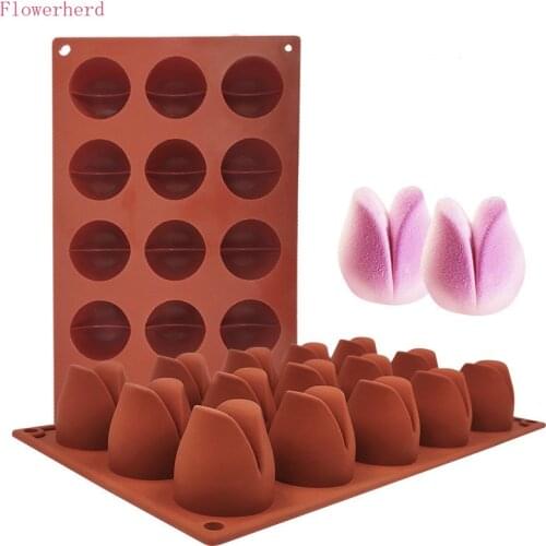 15-hole Tulip Mousse Cake Silicone Mold French Dessert Mold Flower Shape DIY Baking Mold Ice Cream Mold Soap Mold Chocolate Mold