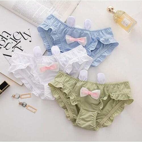 Lolita Kawaii Womans Panties Sexy Cat Ear Lingerie Girls Cartoon Bunny Ears Briefs Lingerie teens Underwear Low-waist Underwear