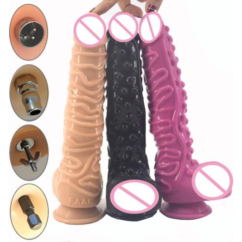 Advanced Super Big Sex Machine Attachment Black Long Penis With Stripe Bump Dildo Accessories Sex Love Machine For Women Man Y91