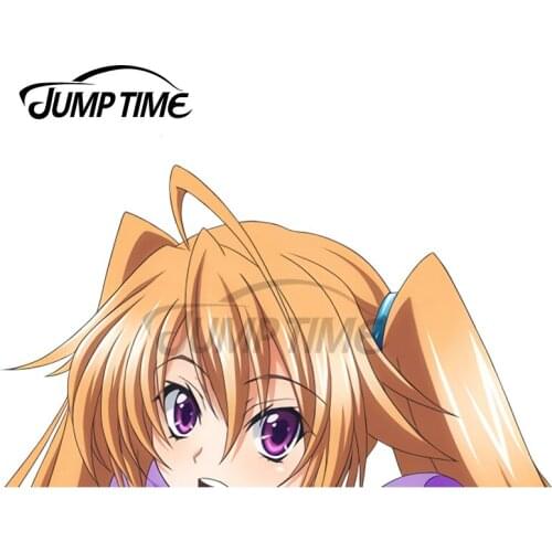 Jump Time 13 x 7.6cm High School DxD Peeker Car Stickers Sunscreen Decal Motorcycle Windows Motorcycle Anime Vinyl Car Wrap