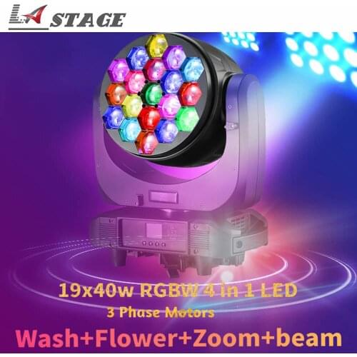 High Power LED 19x40w 4-in-1 RGBW Beam Led Zoom Moving Head With Wash Flower Effect Stage Light For TV Studio