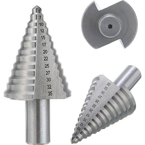 1Pcs 5-35 Mm HSS Power Drill High Speed Steel Titanium Step Drill Bit Straight Cone Cut Power Drill Tool For Home Woodworking