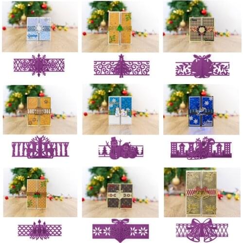 2pc Christmas Tree Wreath Ornament Bell Card Belt Cover Metal Cutting Dies for Scrapbooking DIY Paper Card Making Craft New 2019