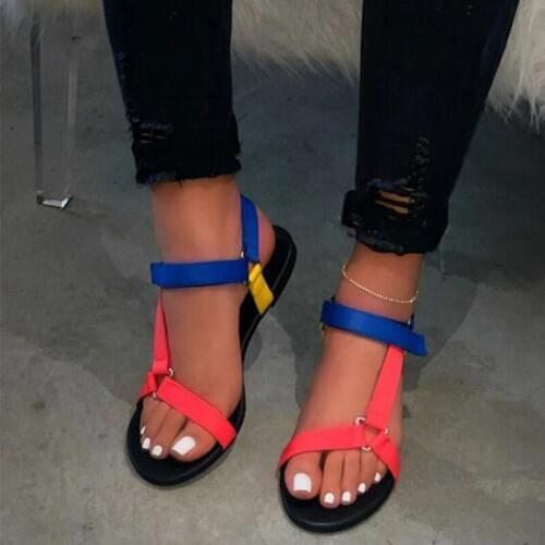 Women Ankle-Strap Sandals Summer Low heels Shoes Open Toe Casual Shoes Beach Sandals
