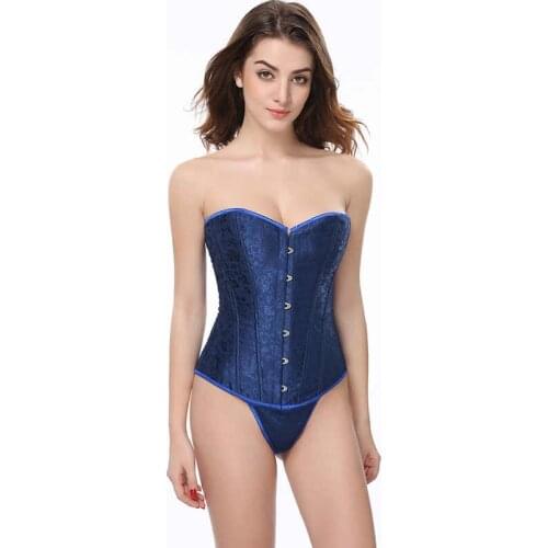 Corselet Corset Jacquard Wedding Party Lace Corset Sexy Corset Overbust Corsets And Bustiers Gotico Blue Korse Korsett For Women