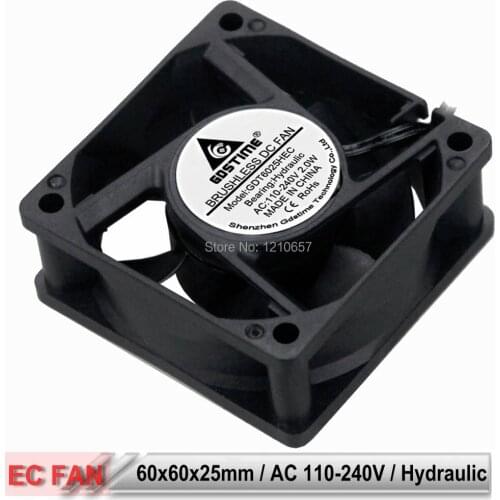 10PCS Gdstime 6025 Brushless EC Cooling Fan 60mm 60x60x25mm 6cm Hydraulic Bearing AC 110V 120V 220V 240V