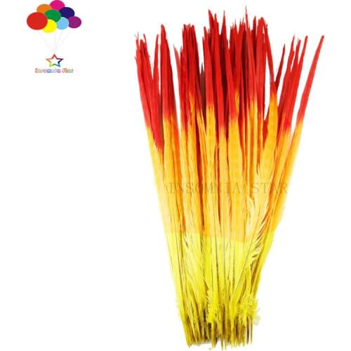 100pcs 100% natural premium pheasant feather 45-50cm/18-21inch yellow three colour tail beautiful for Diy costume mask headdress