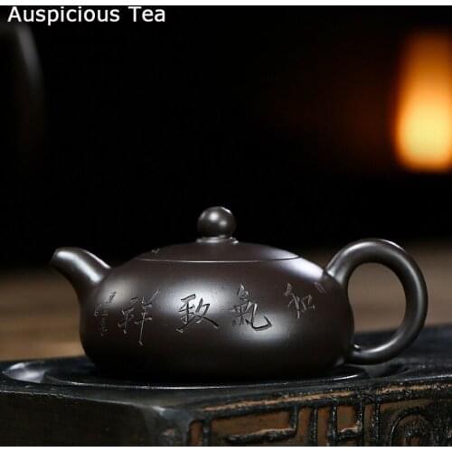 150ml Authentic Yixing Purple Clay Teapots Raw Ore Black Mud Handmade Tea Pot Chinese Tea Ceremony Customized Teaware Gifts