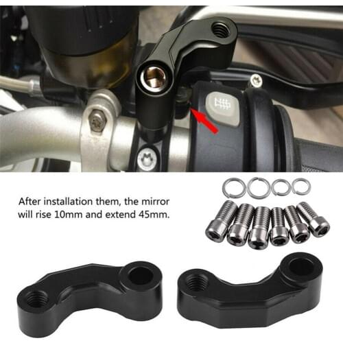 2Pcs Motorcycle Mirrors Riser Extension Brackets Adapter for BMW R1200GS