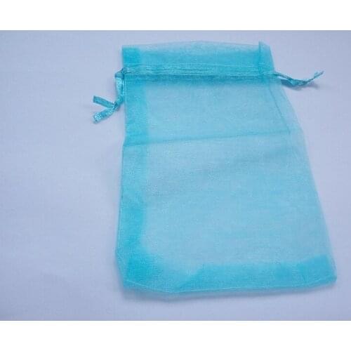 200pcs 11*16 Lake Blue gift bags for jewelry/wedding/christmas/birthday Organza Bags with handles Packaging Yarn bag