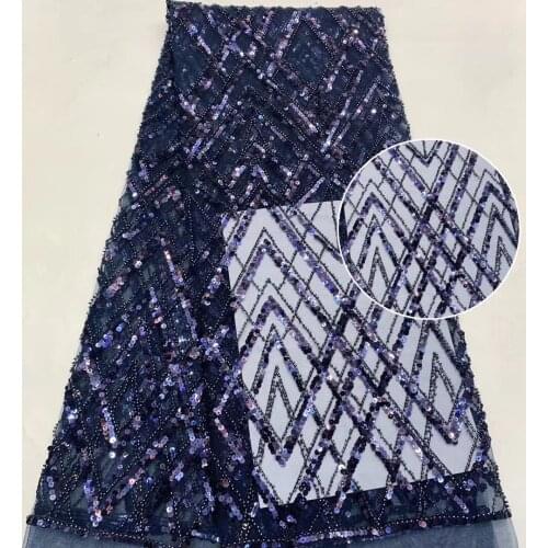 2021 Latest French Nigeria Sequined Lace Fabric High Quality African Mesh Lace Fabric Wedding African Tulle Lace Fabric ZX3797