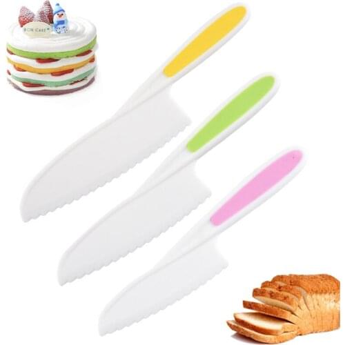 3pcs Plastic Sawtooth Kids Chef Cooking Knive Toast Bread Fruit Vegetable Cutter Safe Children Paring Knives kitchen Baking Tool