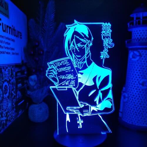 Black Butler Anime 3D Night Lights Sebastian Michaelis Colorful Bedroom Desk Led Decoration Lampara Lighting Touch Sensor Gift