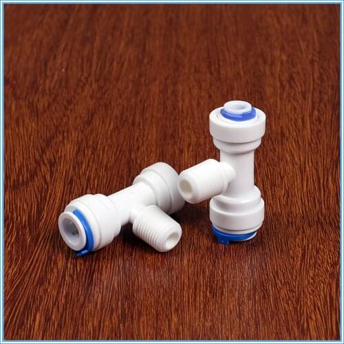 5PCS 1/4" Tube - 3/8"Male - 3/8" OD Tube Tee Type Pipe Fitting Quick Connector Sealing Aquarium RO Water Filter Reverse Osmosis