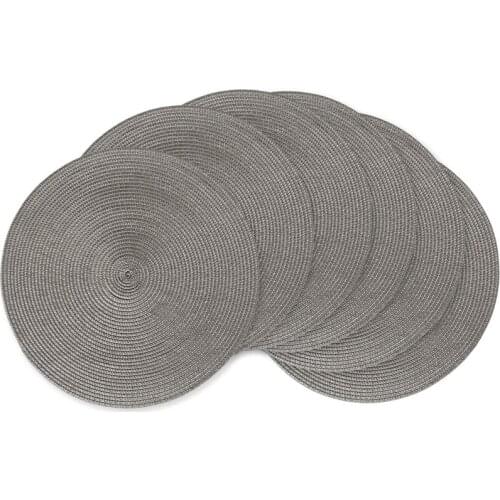 Round Braided Placemats Round Kitchen Table Mats for Dining Tables Polypropylene Woven Heat Resistant Place Mats 6 PCS